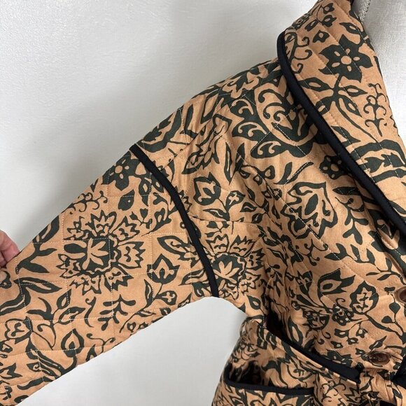 BAGATELLE Women's S Button Belted Quilted Jacket Camel Black Floral NWT - Picture 5 of 13